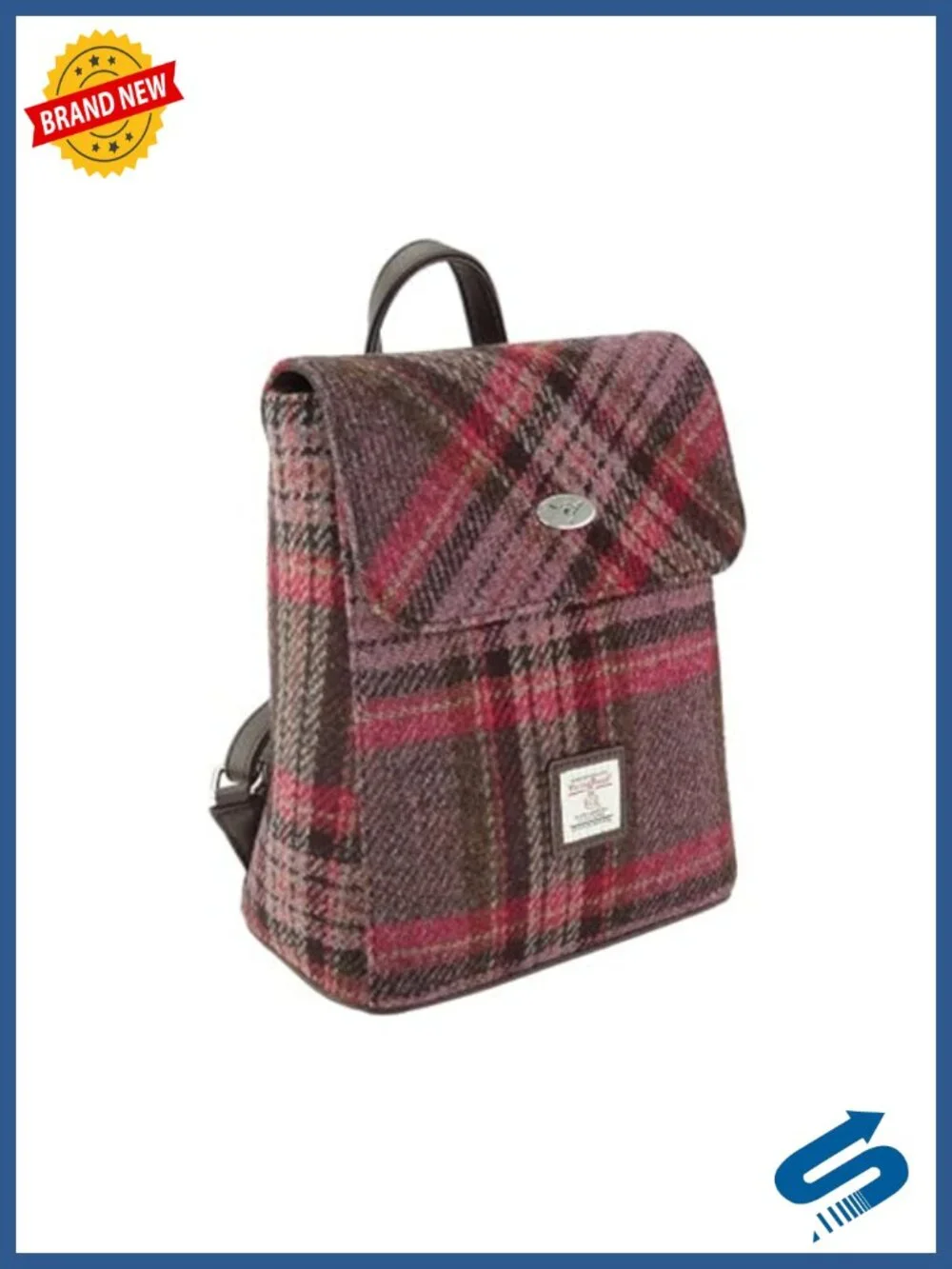 Harris Tweed Mini Backpack with Adjustable Straps, Wool